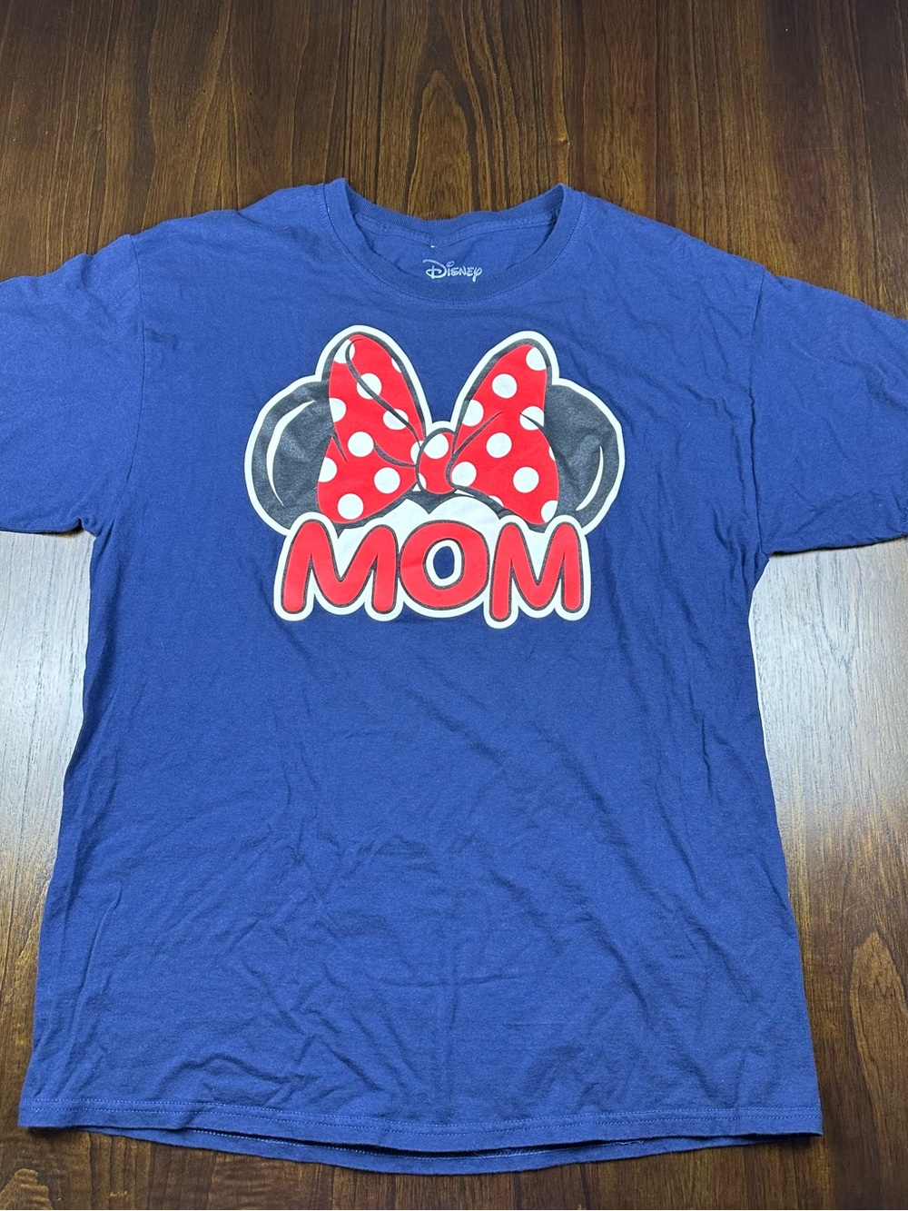 Disney Women's Large 100% Cotton Short Sleeve Mom Minnie Mouse T-shirt Navy Blue